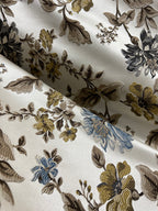 Floral pattern with Blue and brown flowers on a light background