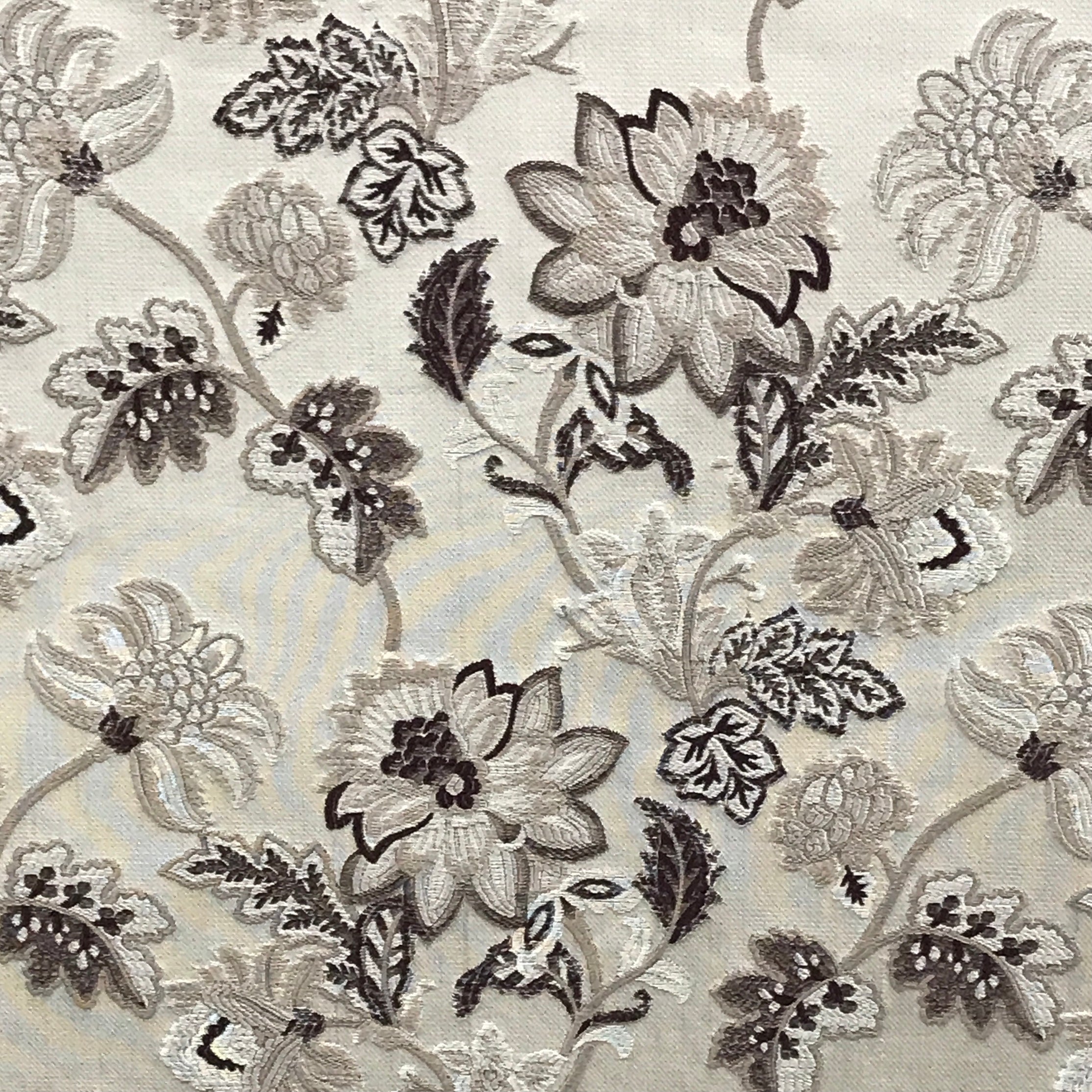 Floral embroidery pattern on jacquard fabric Brown Color