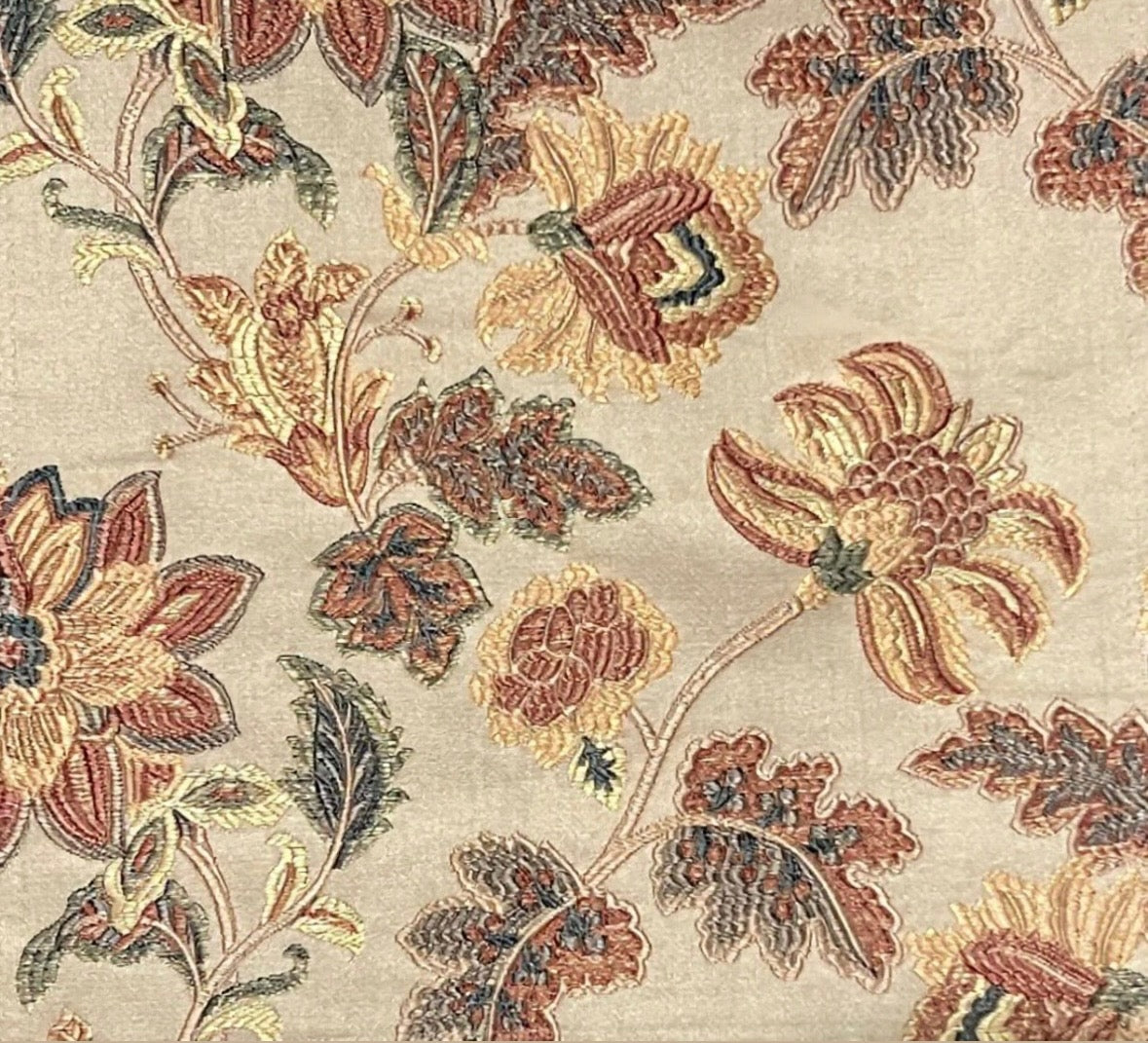 Floral embroidery pattern on jacquard fabric Peach Color
