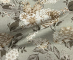 Floral pattern with white and beige flowers on a Sage background