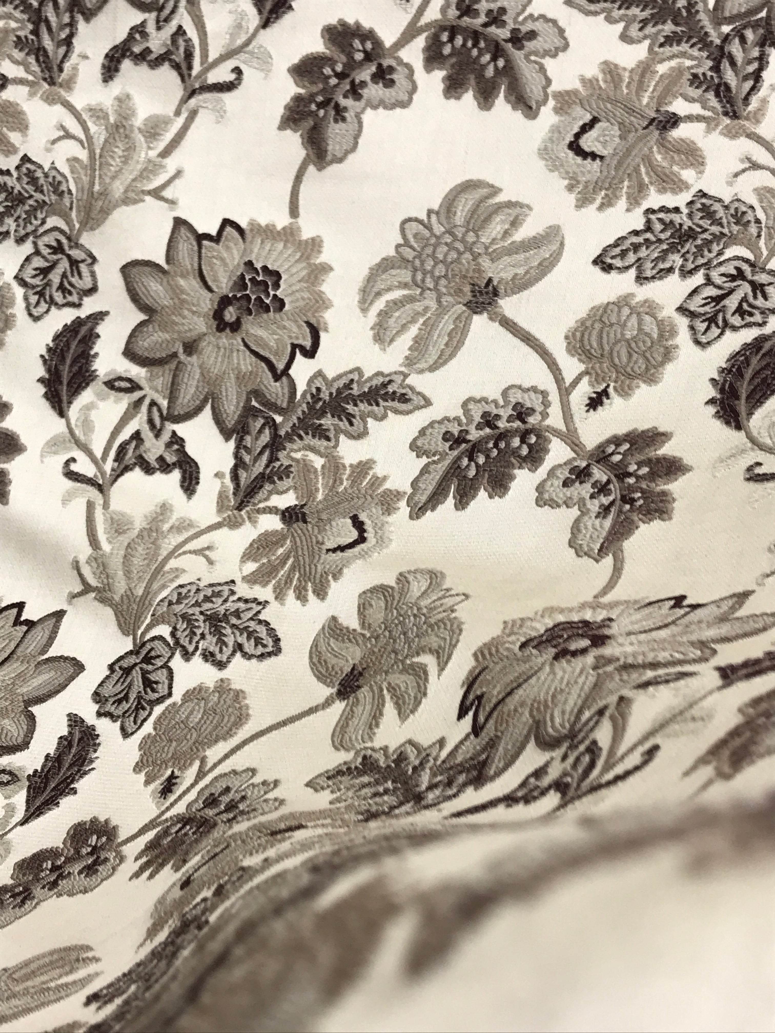 Floral embroidery pattern on jacquard fabric Brown Color
