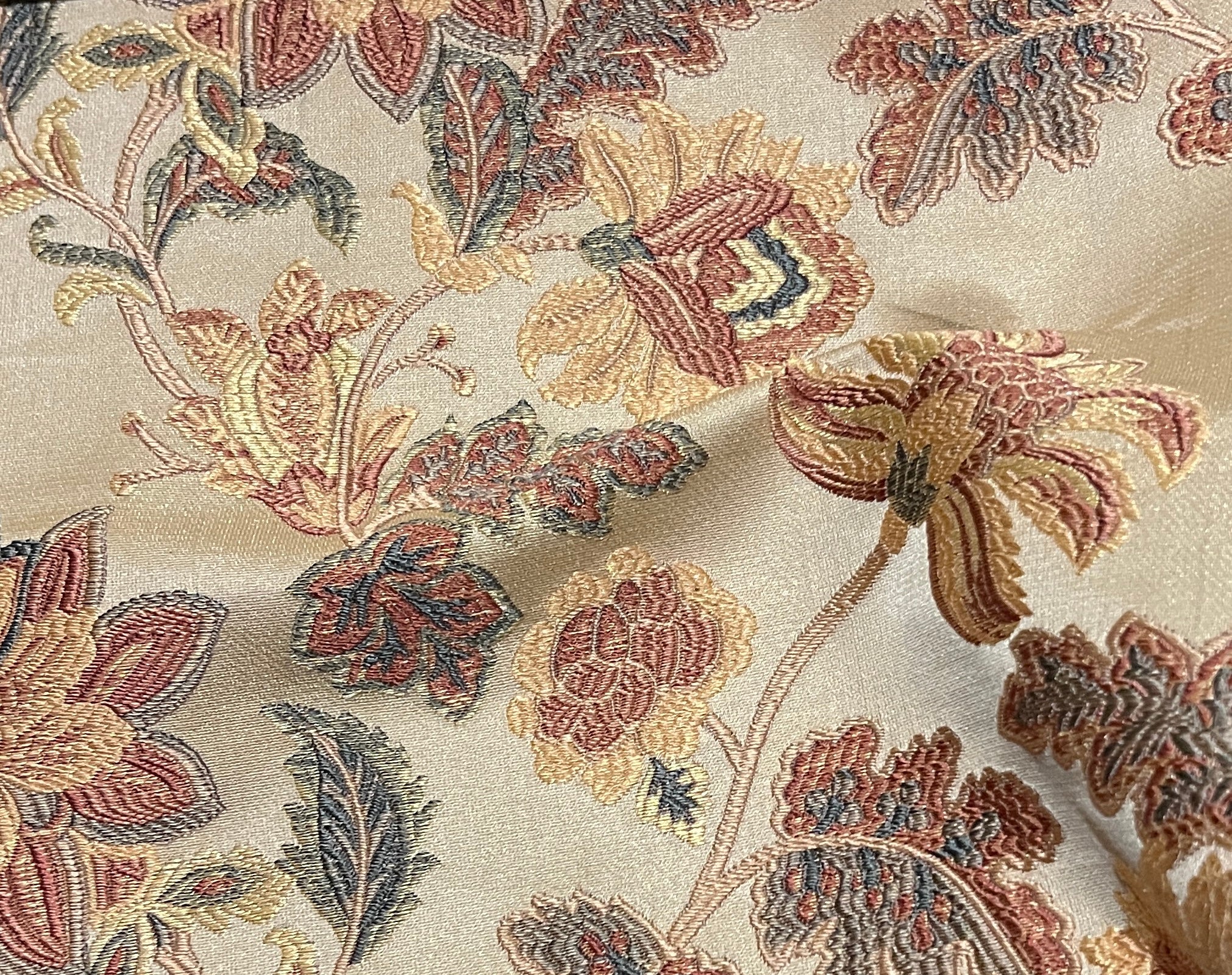 Floral embroidery pattern on jacquard fabric Peach Color