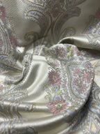 Decorative Damask Paisley pattern with intricate designs on a Scotch Mist background