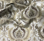 Taupe damask fabric by the yard, full pattern layout view
