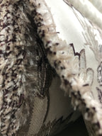 Floral embroidery pattern on jacquard fabric Brown Color
