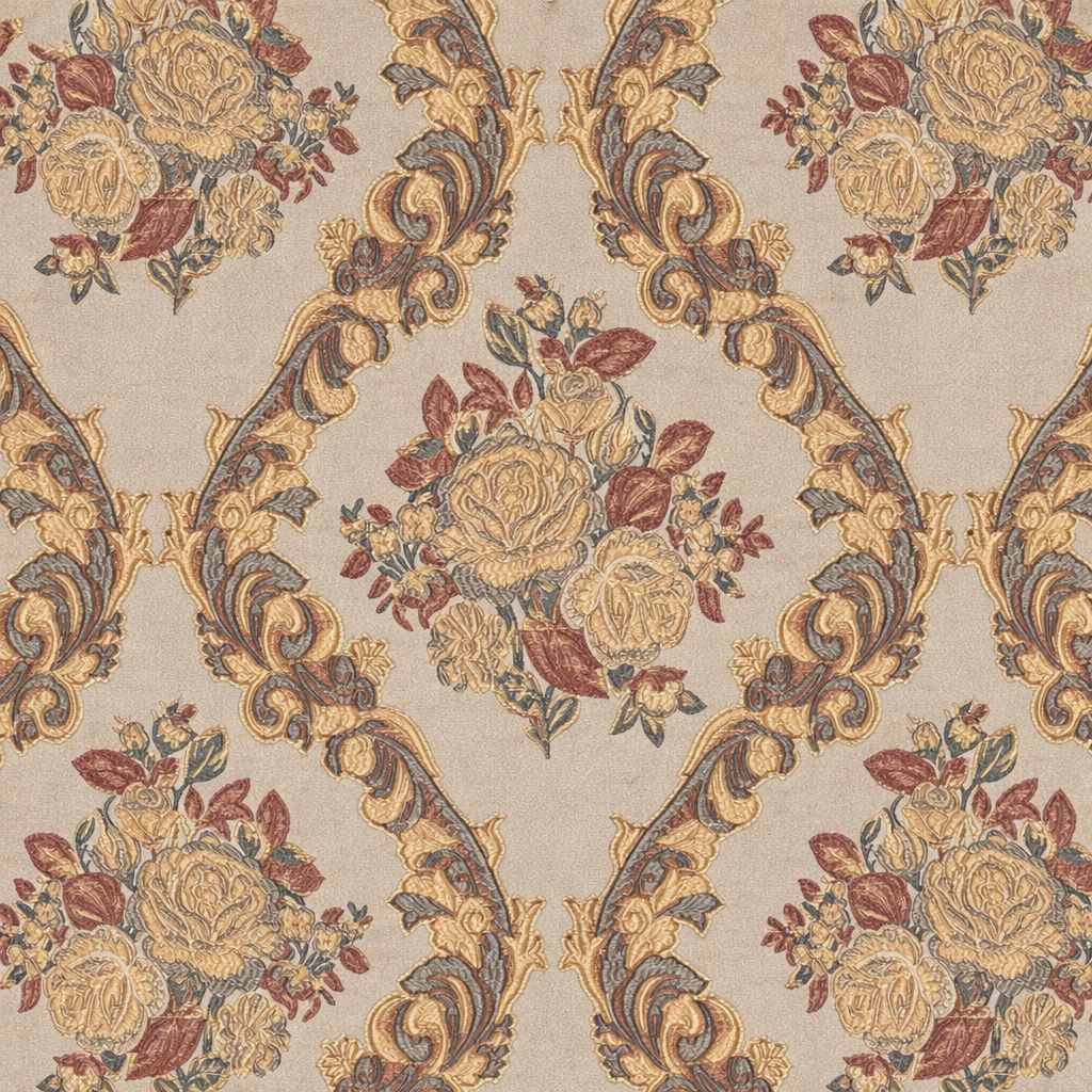 Decorative floral and baroque damask pattern on a background with Peach design