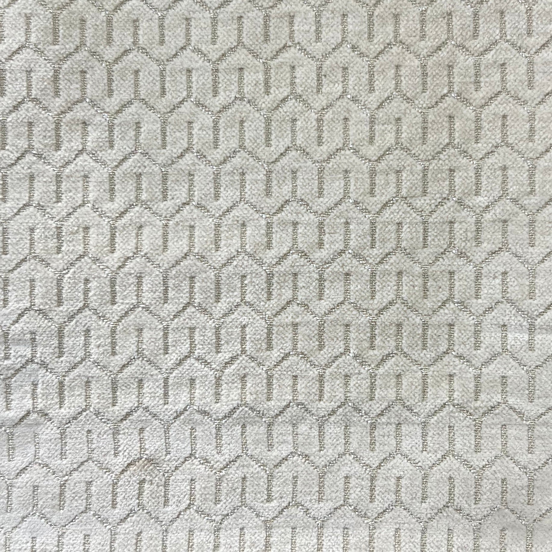 Off White chenille jacquard upholstery fabric close-up texture – 569 GSM, 54 inch wide