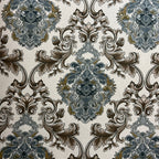 Decorative pattern with intricate floral Damask designs on a Ivory Taupe background
