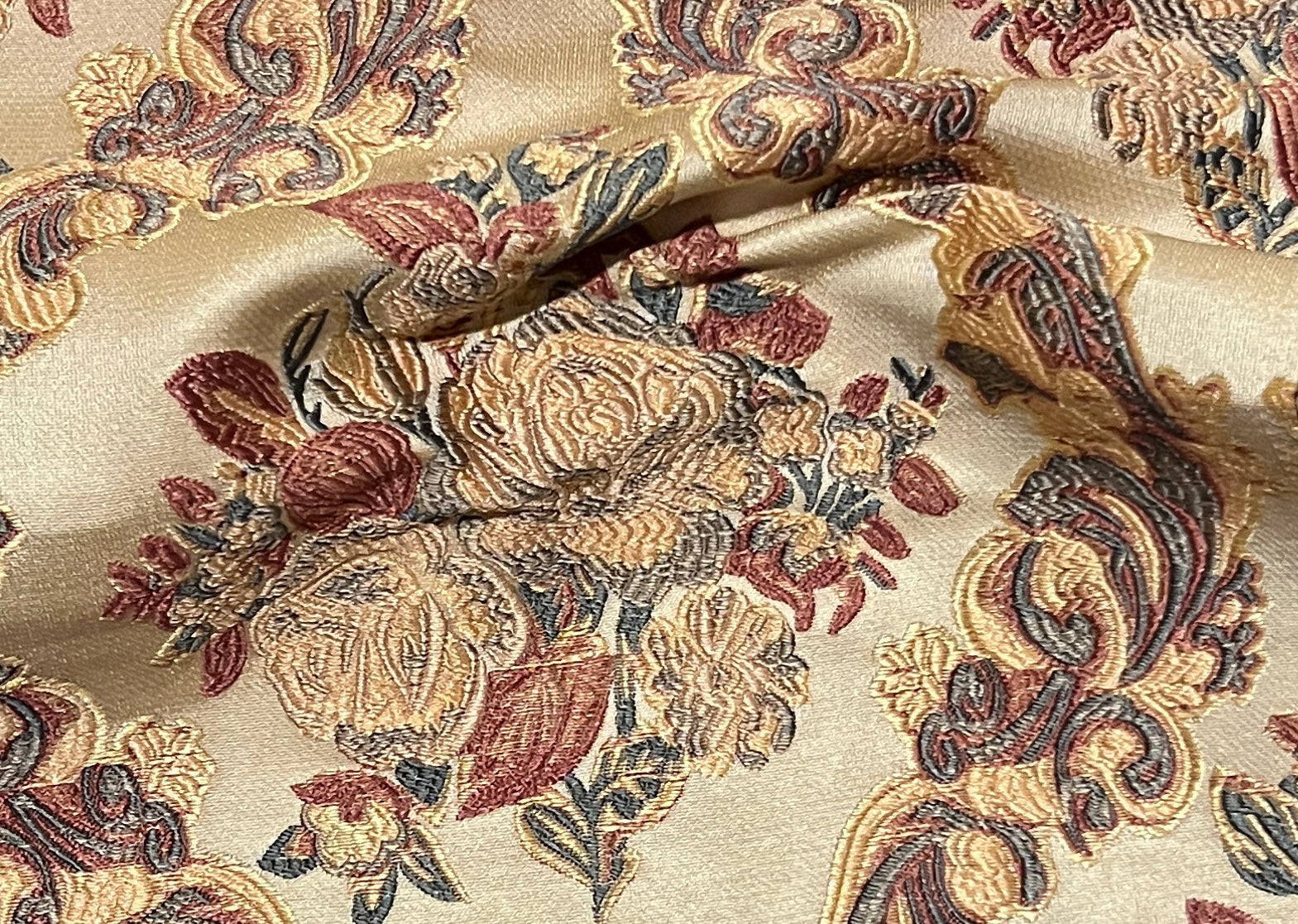 Decorative floral and baroque damask pattern on a background with Peach design