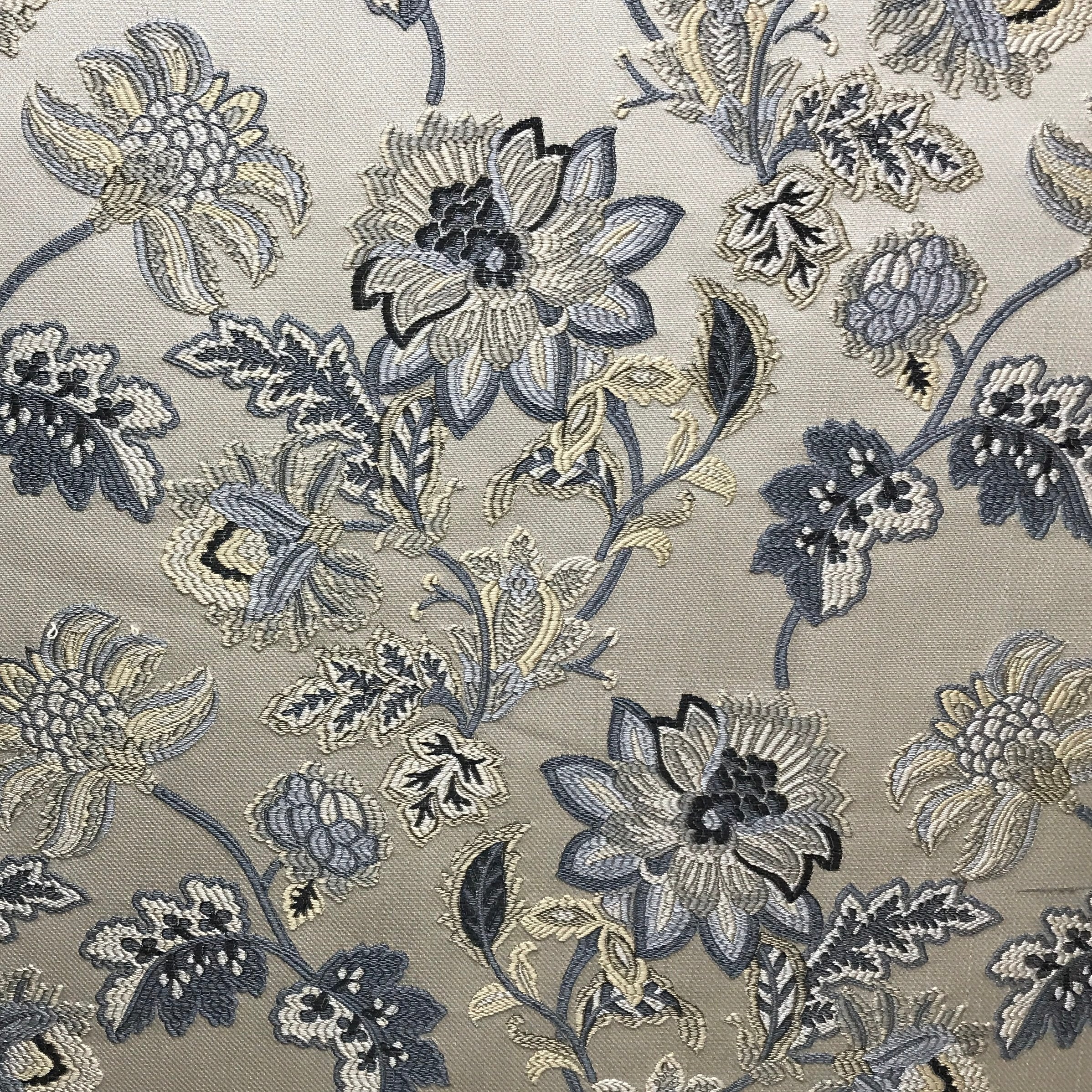 Floral embroidery pattern on jacquard fabric Gray Color