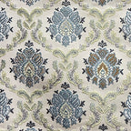 Decorative fabric with intricate Blue floral pattern on a beige background