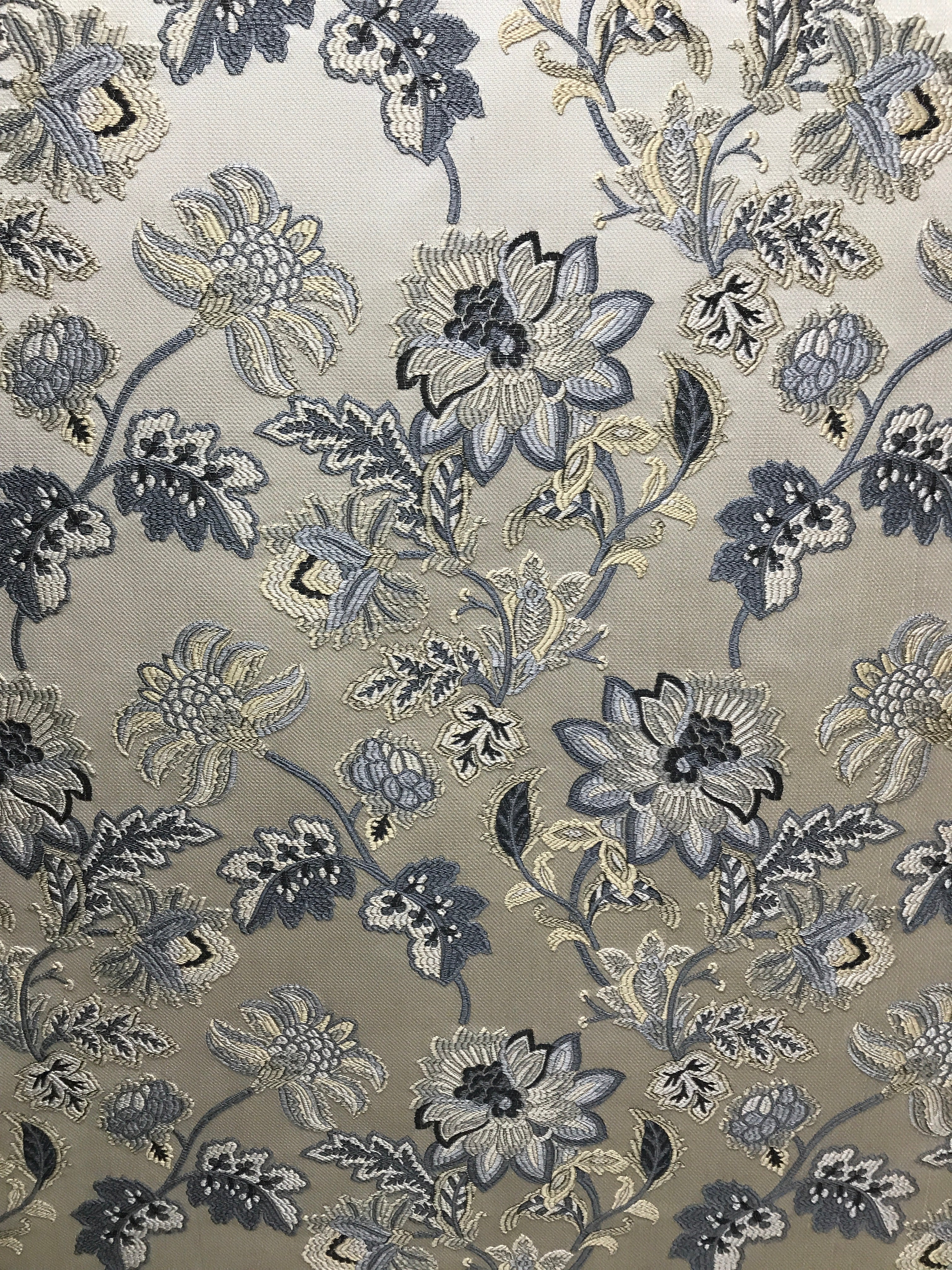 Floral embroidery pattern on jacquard fabric Gray Color
