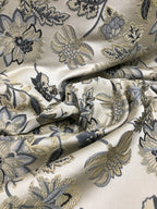 Floral embroidery pattern on jacquard fabric Gray Color