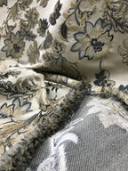 Floral embroidery pattern on jacquard fabric Gray Color