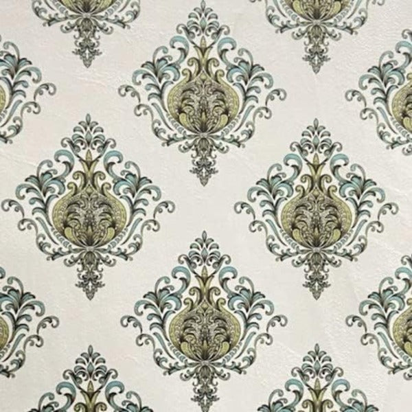 Decorative pattern of Sapphire medallions of taupe background