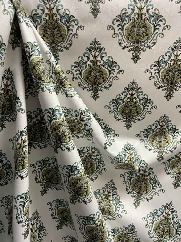 Decorative pattern of Sapphire medallions of taupe background