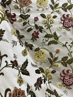 Embroidered Red floral pattern on fabric