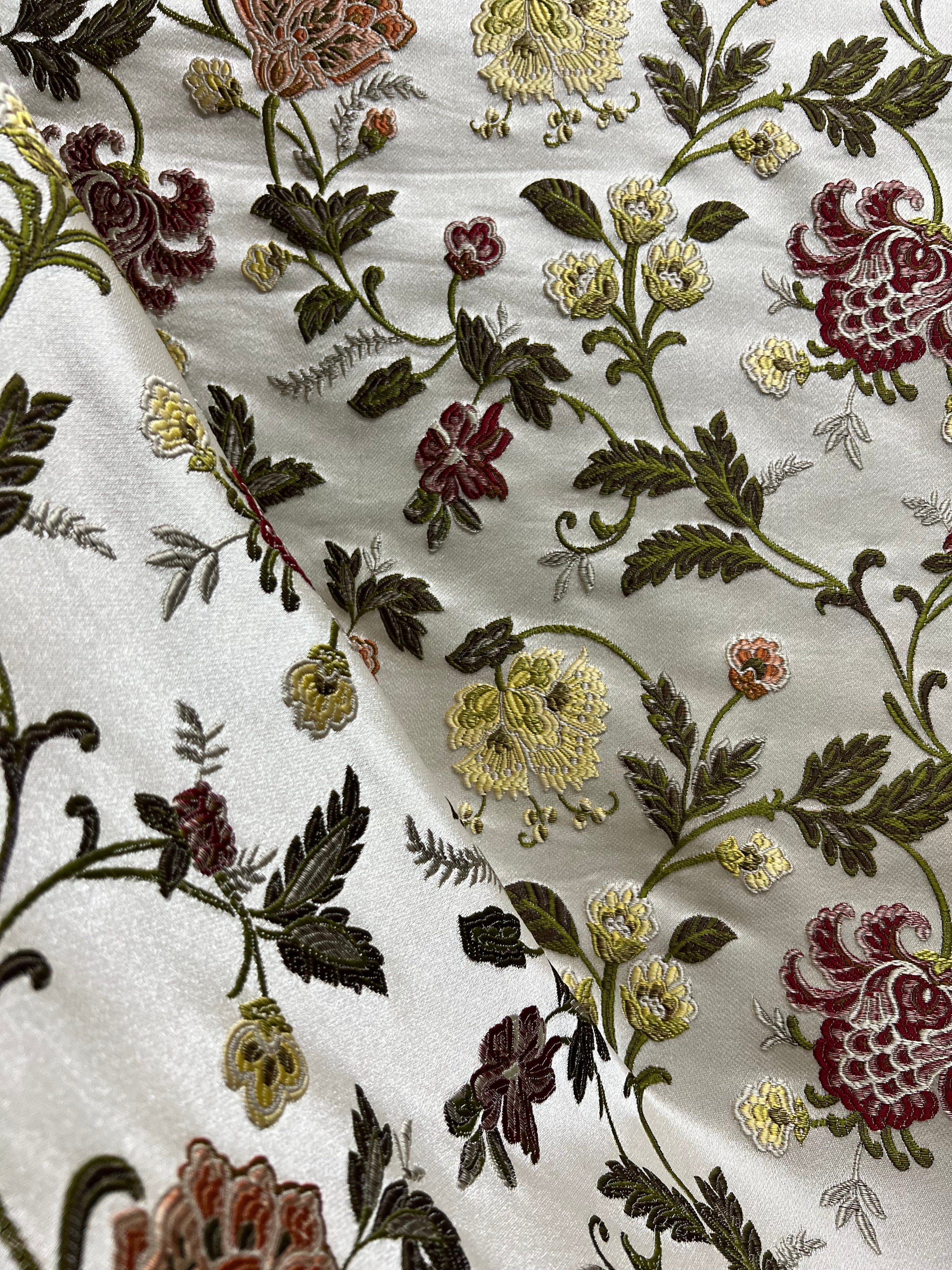 Embroidered Red floral pattern on fabric