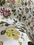 Embroidered Red floral pattern on fabric