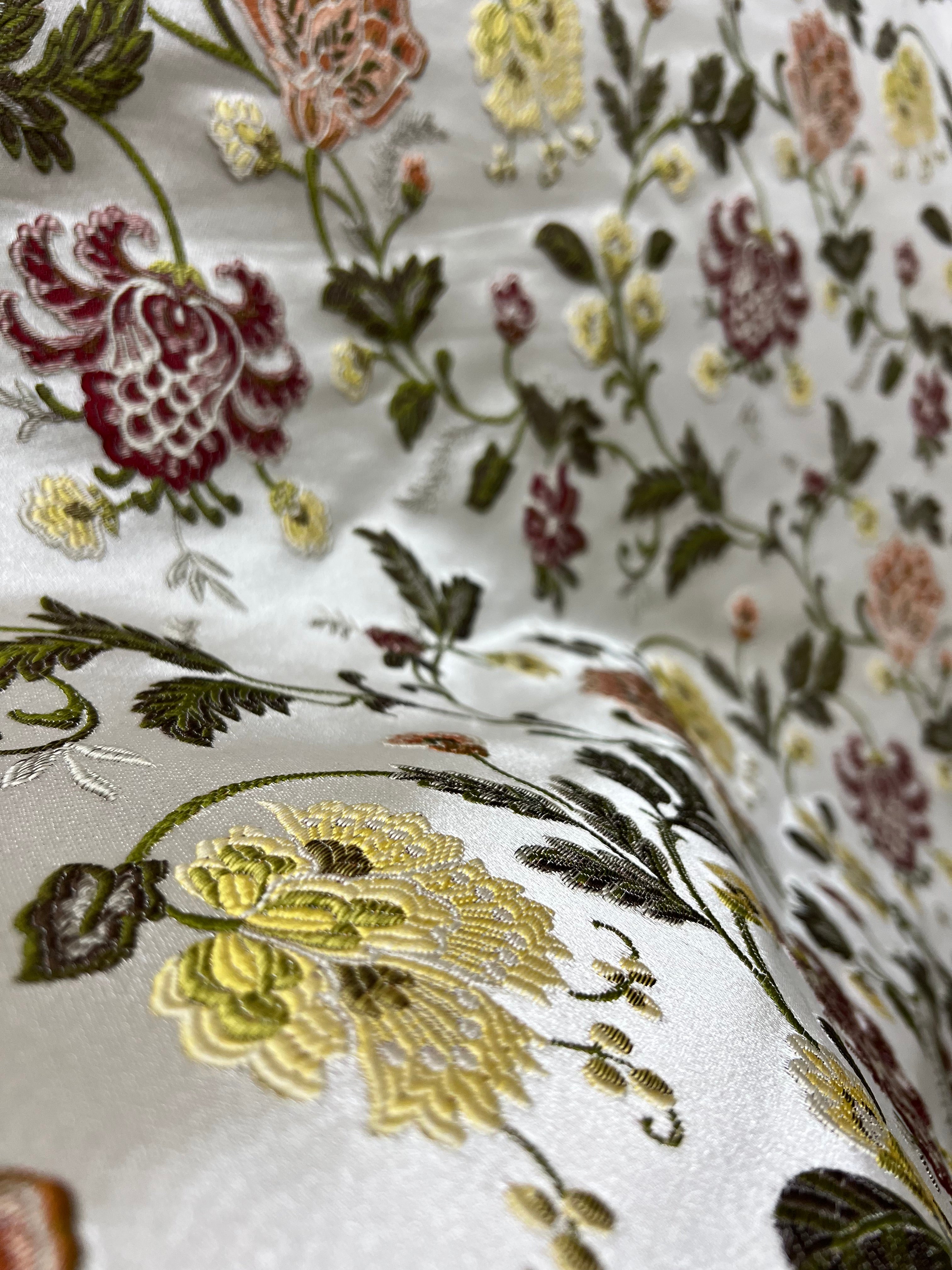 Embroidered Red floral pattern on fabric