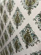 Decorative pattern of Sapphire medallions of taupe background