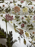 Embroidered Red floral pattern on fabric