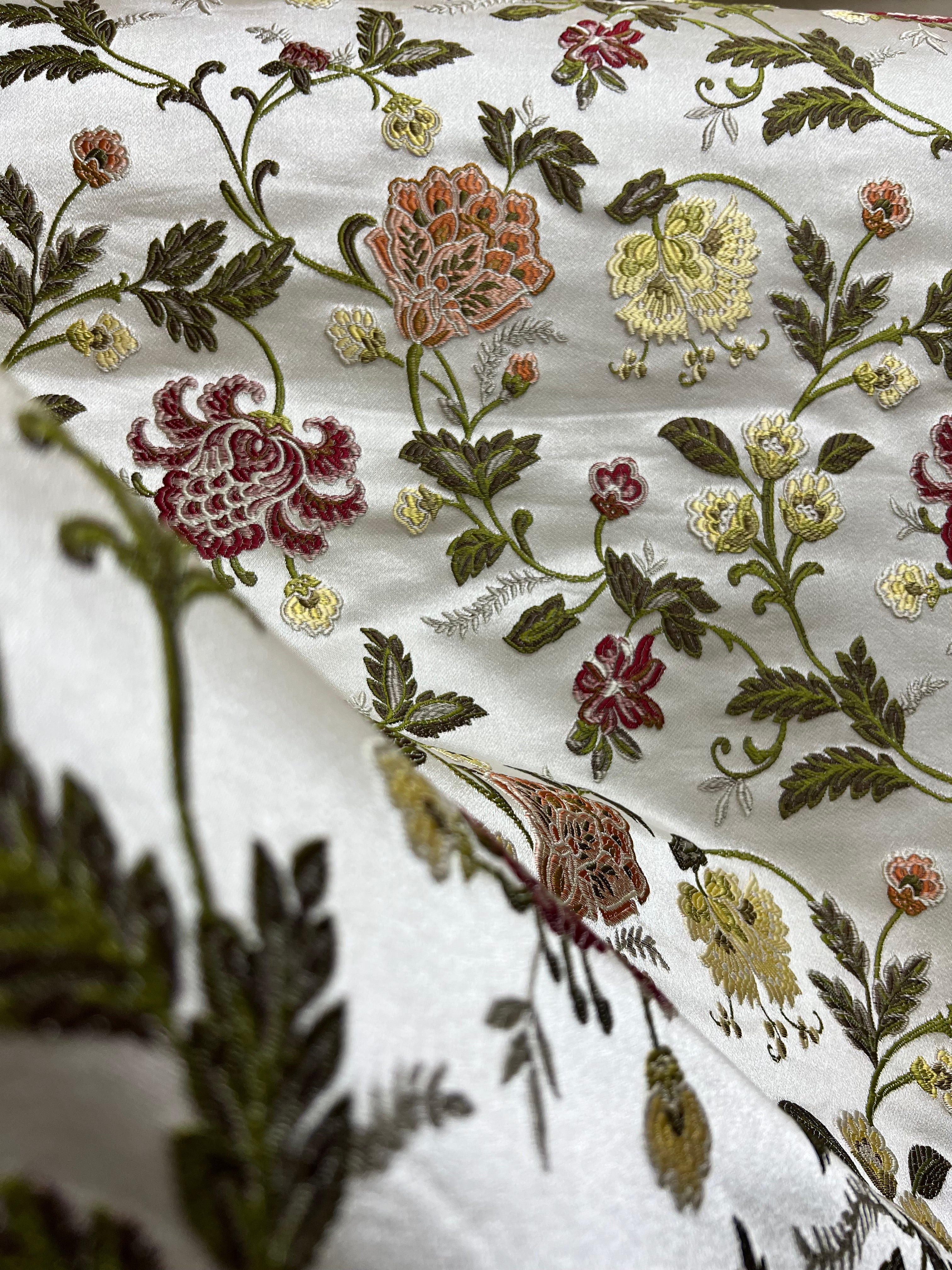 Embroidered Red floral pattern on fabric