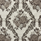 Decorative floral and baroque damask pattern on a beige background with Brown design