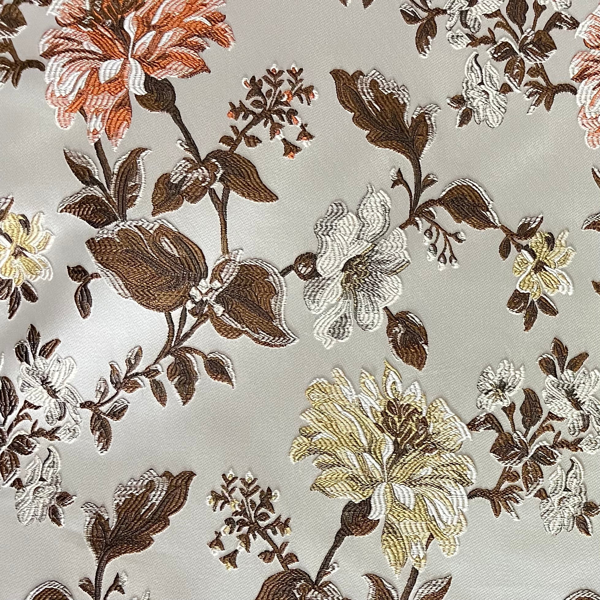 Floral pattern with Gold and brown flowers on a light background