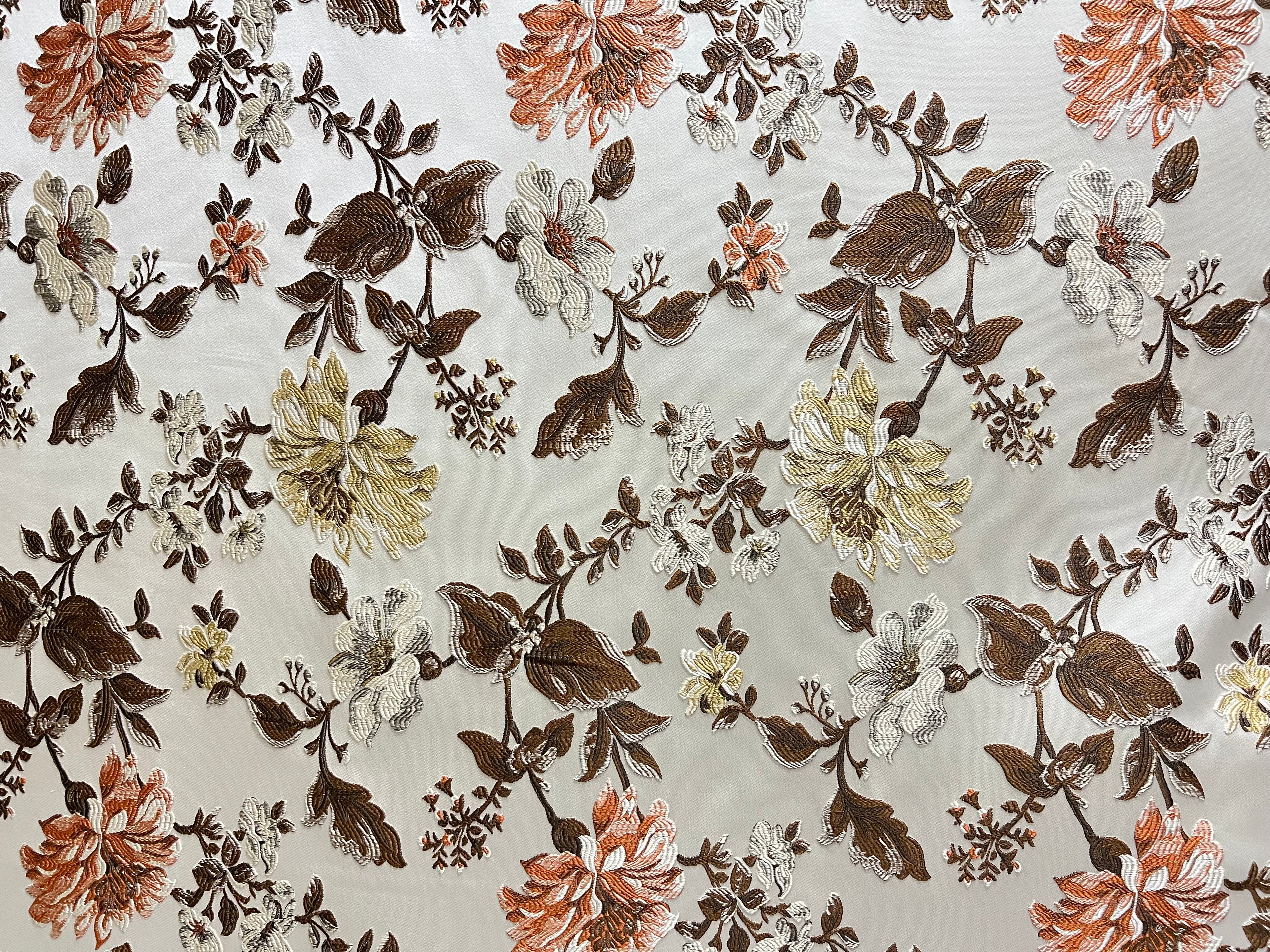 Floral pattern with Gold and brown flowers on a light background