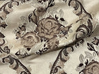 Decorative floral and baroque damask pattern on a beige background with Brown design