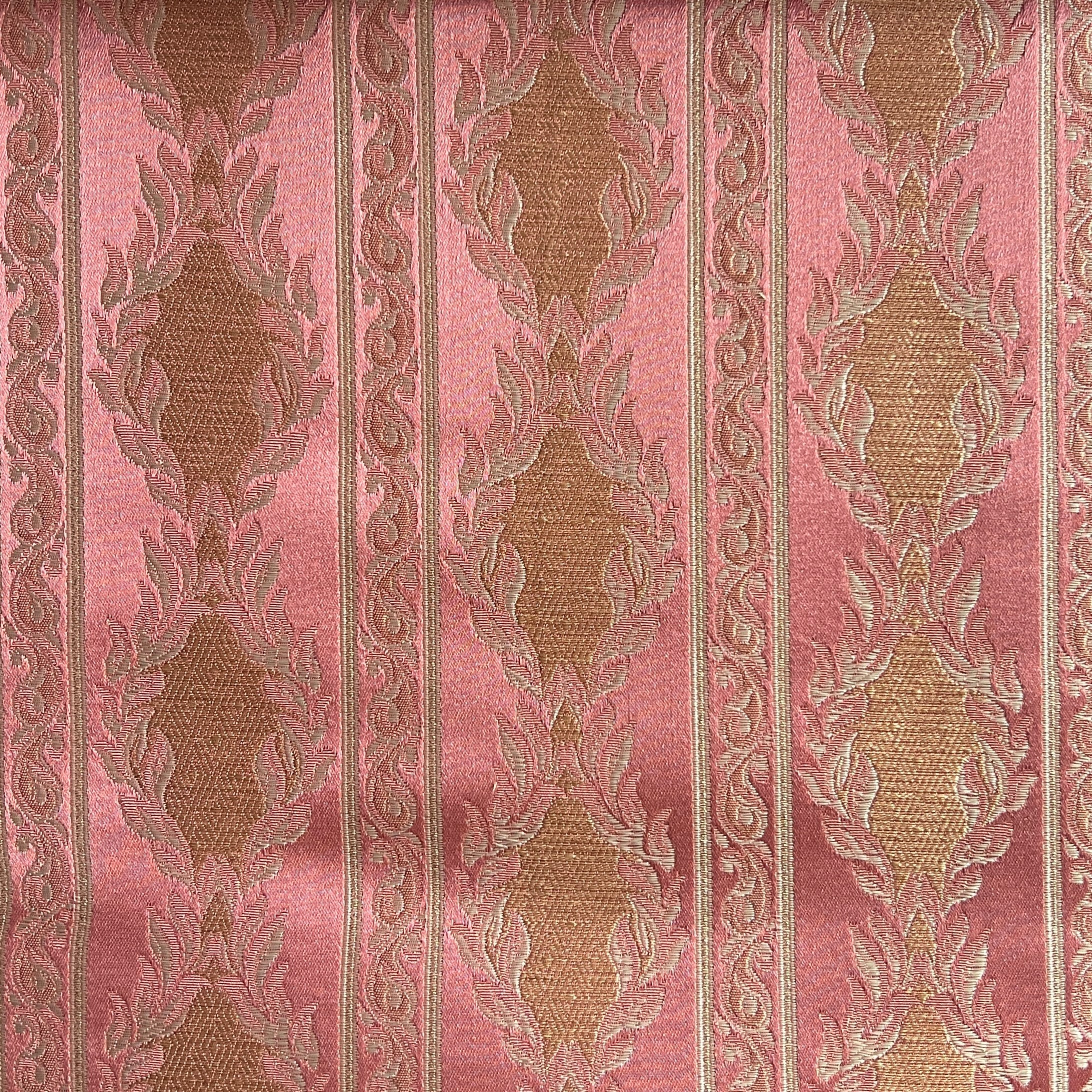 Decorative fabric with a stripe pattern on a Rosewood background