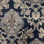 Decorative pattern with intricate floral Damask designs on a Midnight Pewter background