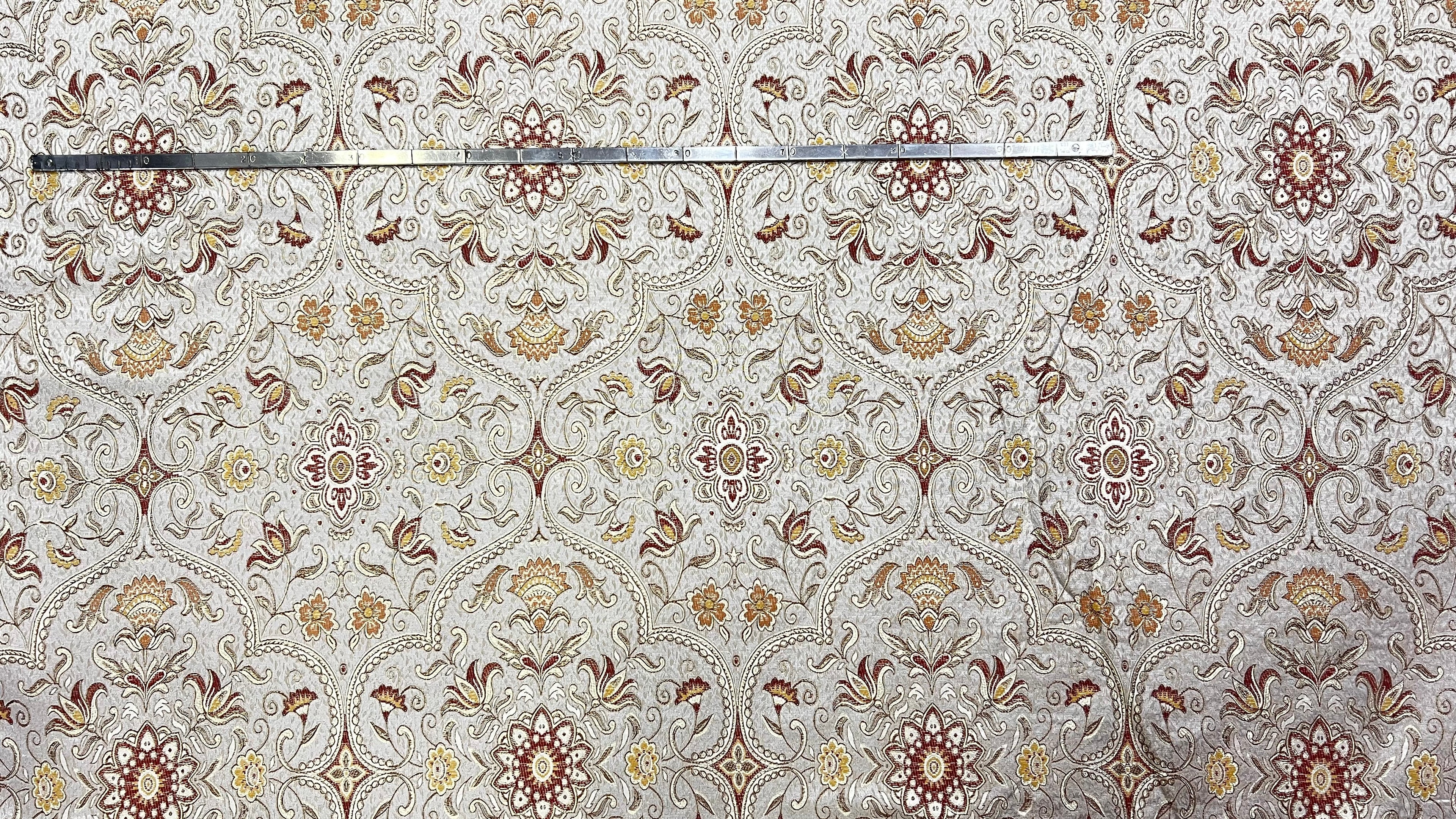 Royale Kasbah Ornate Silver with Rust pattern repeat scale measurement Moroccan jacquard upholstery