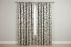 Floral pattern with Blue and brown flowers on a light background on curtain panel