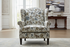 Floral pattern with Blue and brown flowers on a light background on furniture