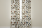 Embroidered Brown floral pattern on fabric on curtain panels