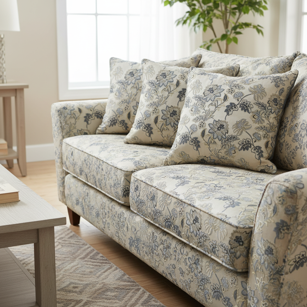Floral embroidery pattern on jacquard fabric Gray Color on Cushion Cover