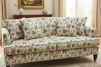 Embroidered Brown floral pattern on fabric on cushion covers