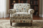 Embroidered Brown floral pattern on fabric on furniture