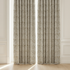 Floral embroidery pattern on jacquard fabric Cream Color on curtain panels