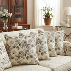 Floral embroidery pattern on jacquard fabric Brown Color on cushion covers