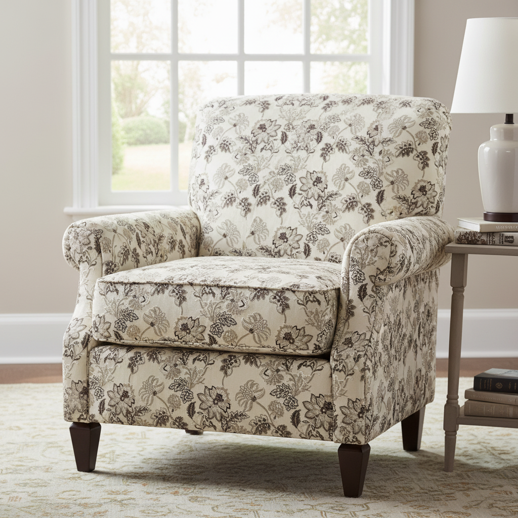 Floral embroidery pattern on jacquard fabric Brown Color on furniture