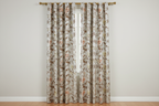 Floral pattern with Gold and brown flowers on a light background on curtian panels