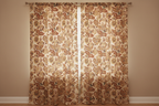 Close-up of a floral pattern beige and Peach curtain panel