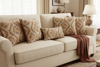 Decorative floral and baroque damask pattern on a background with Peach design on cushion covers