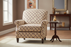 Damask Motifs representing Mughal Chandelier design in beige background with Peach design on furniture