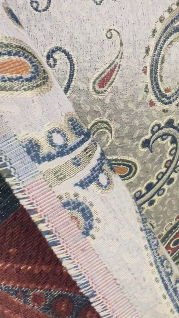 Sultana Paisley Blue Persian paisley jacquard fabric upholstery dining chair sofa drapery cushion