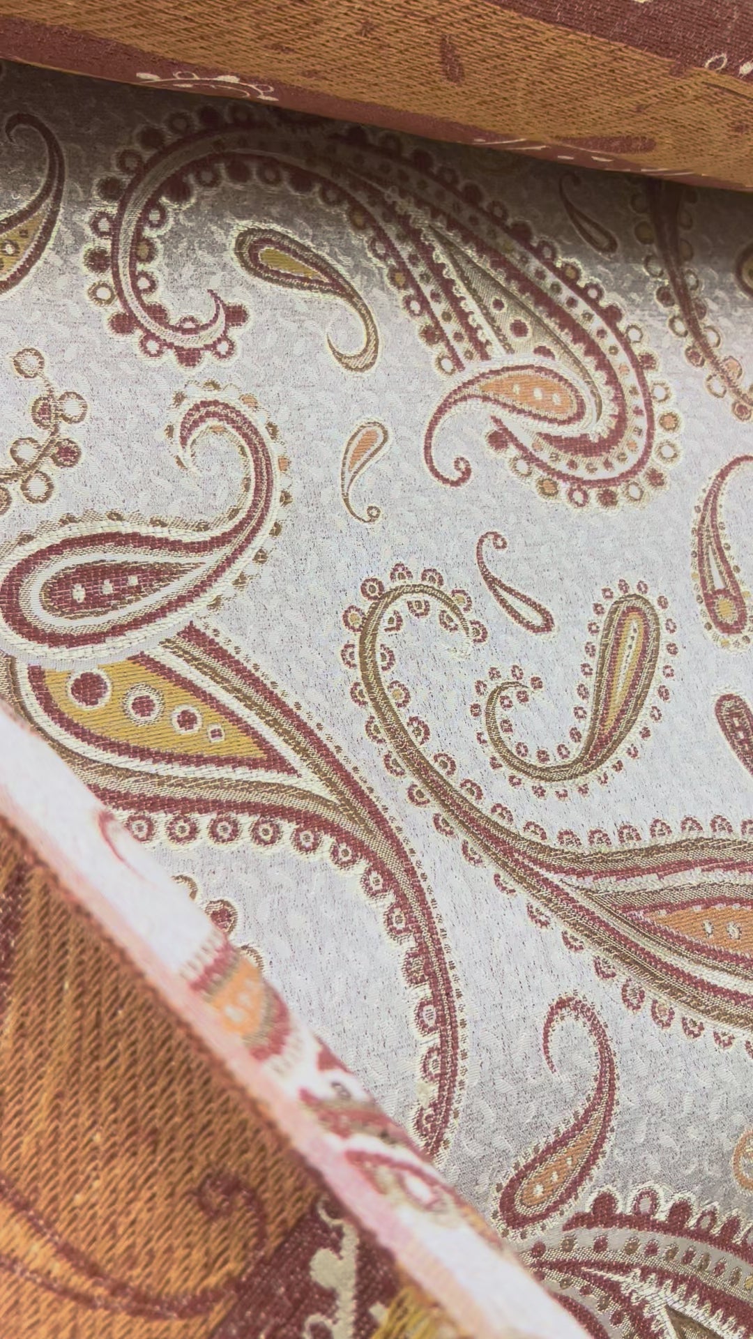Sultana Paisley Red Persian paisley jacquard fabric upholstery dining chair sofa drapery cushion