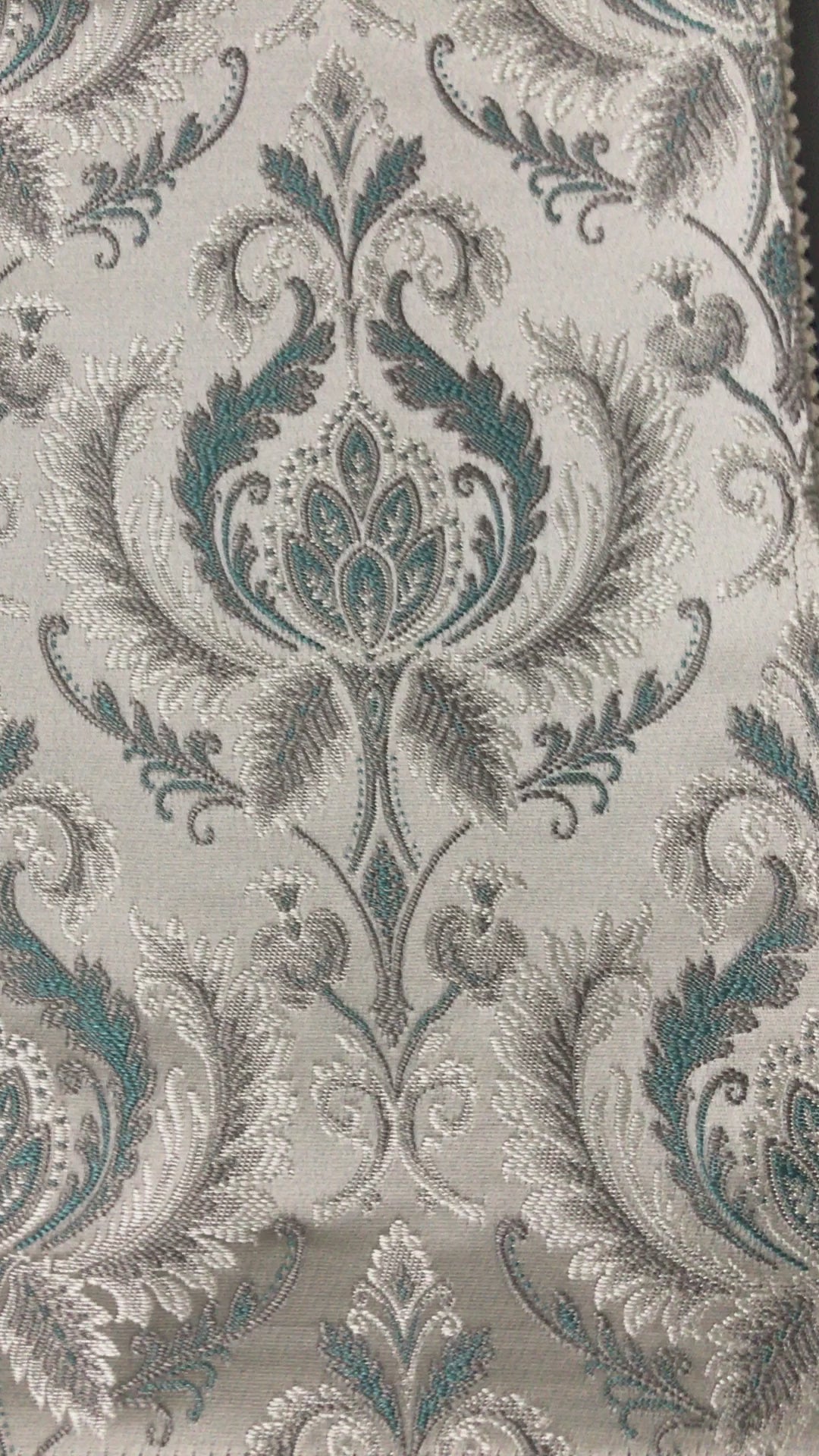 Sapphire blue damask pattern fabric video for curtains and upholstery